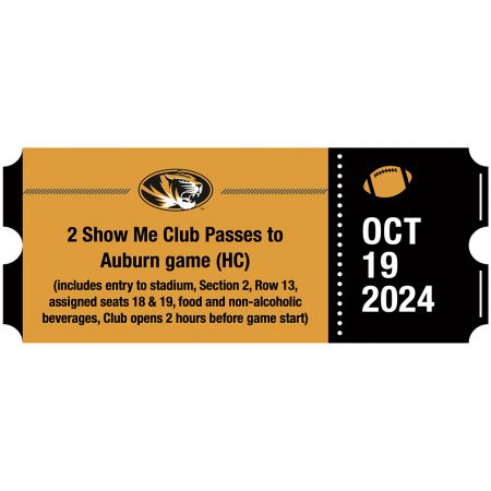 Two (2) Show Me Club passes to Auburn game (HC) on 10/19/24