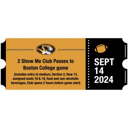 Two (2) Show Me Club passes to Boston College game on 9/14/24